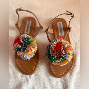 Steve Madden Multicolor Pom Pom Sandals size 13